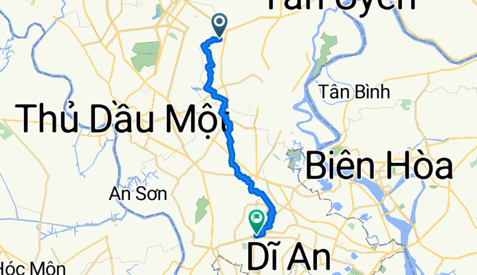 P. Tân Hiệp, TP. Tân Uyên to P. Dĩ An, TP. Dĩ An
