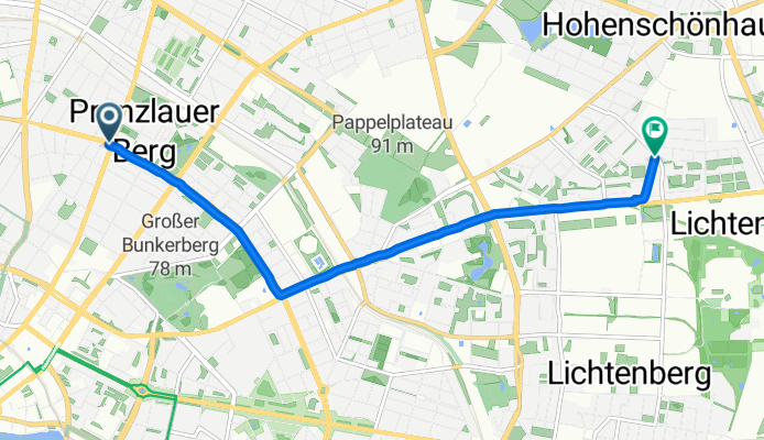 Kollwitzstraße, Berlin to Genslerstraße, Berlin