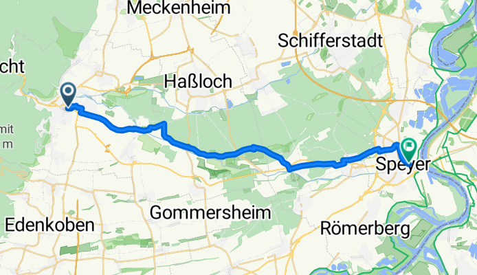 Route nach Speyer