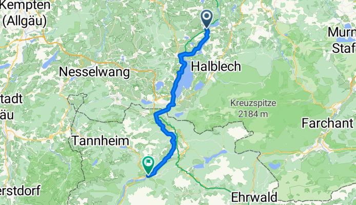 Der Lechradweg - Etappe 4 von Lechbruck nach Weißenbach: Von den Voralpen in die Berge hinein