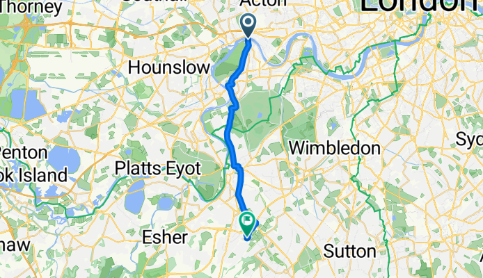 Kew Road, London to Davis Road, Chessington