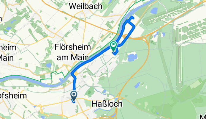 Albert-Schweitzer-Straße, Rüsselsheim am Main do Frankfurter Straße, Raunheim