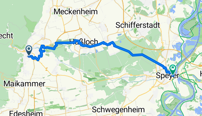 Route nach Speyer
