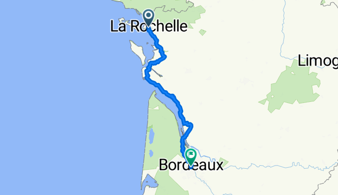 Chemin des Remparts, La Rochelle a Place Rohan, Burdeos