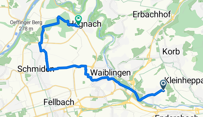 Kernerstraße, Waiblingen nach Neckarstraße, Waiblingen