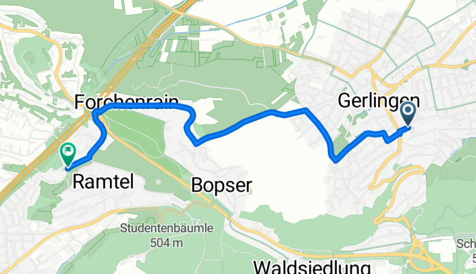 Gartenstraße, Gerlingen nach Hubert-Giesen-Weg, Leonberg