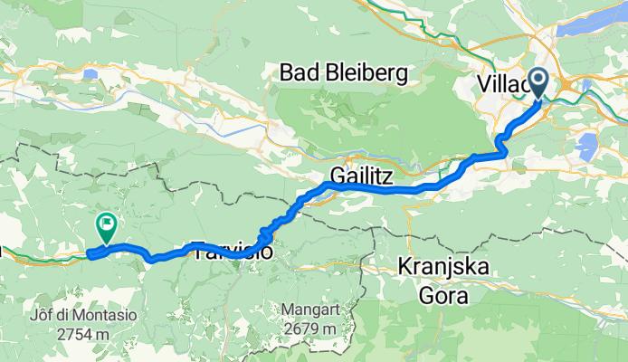 Drauwinkelstraße nach Via Pontebbana Ugovizza
