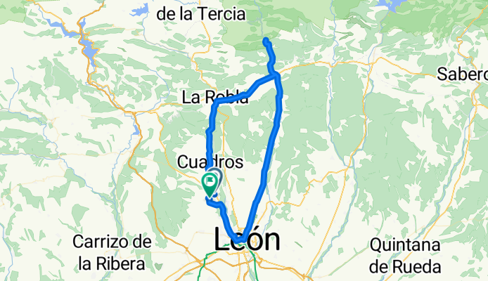 80 km. Pobladura, Fenar, Vegacervera, Garrafe, León, Pobladura.