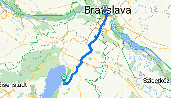 Dvořákovo nábrežie, Bratislava I nach Friedhofgasse, Podersdorf am See
