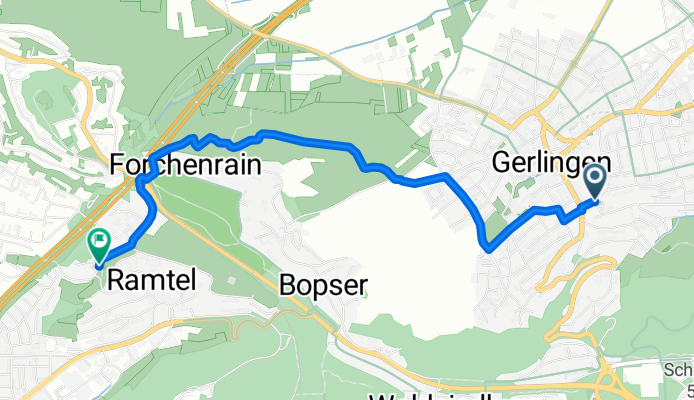 Gartenstraße, Gerlingen nach Hubert-Giesen-Weg, Leonberg