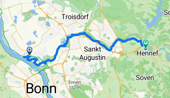 Elsternweg, Troisdorf nach Bismarckstraße, Hennef (Sieg)