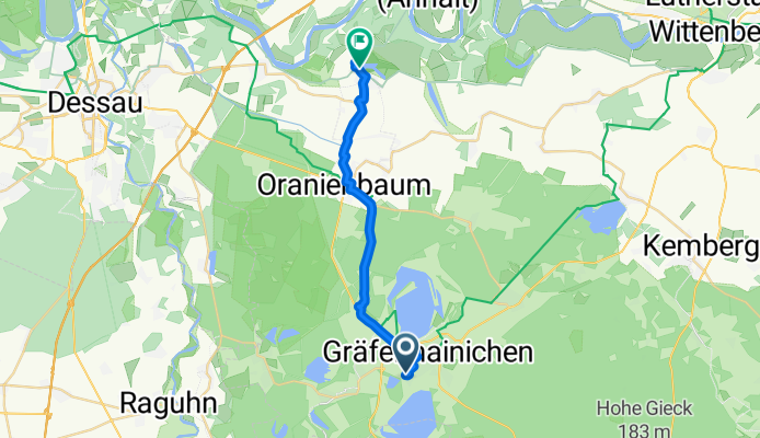 Taubenweg, Gräfenhainichen nach Neuer Wall, Oranienbaum-Wörlitz