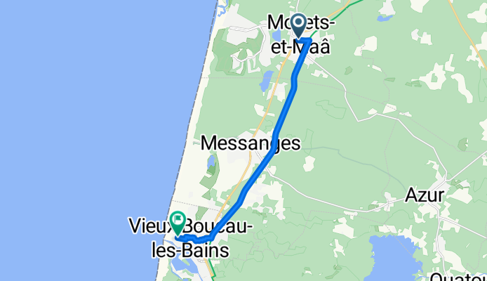 Rue du Général Caunègre, Moliets-et-Maa a Rue des Gourbets, Vieux-Boucau-les-Bains