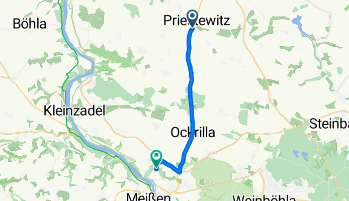 Priestewitz Bahnhof nach Proschwitzer Straße 2A