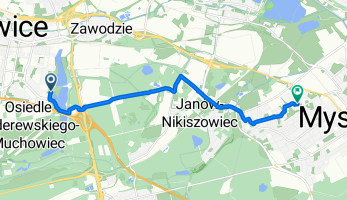 Dolina Trzech Stawów, Katowice do Katowicka, Mysłowice