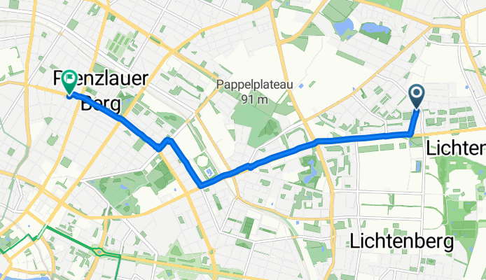 Genslerstraße, Berlin to Kollwitzstraße, Berlin