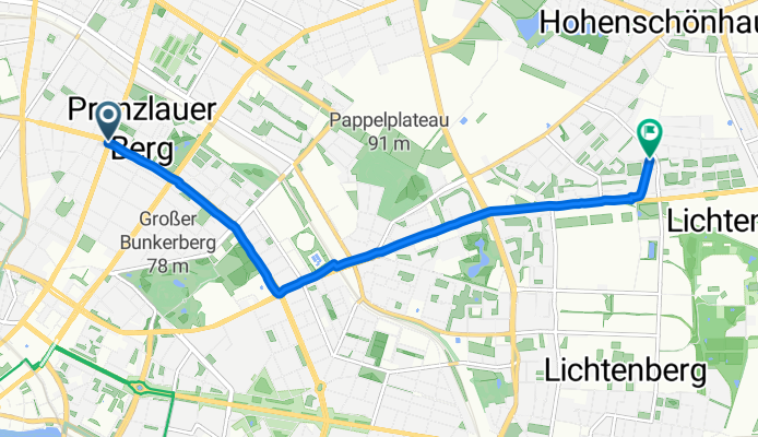Kollwitzstraße, Berlin to Genslerstraße, Berlin