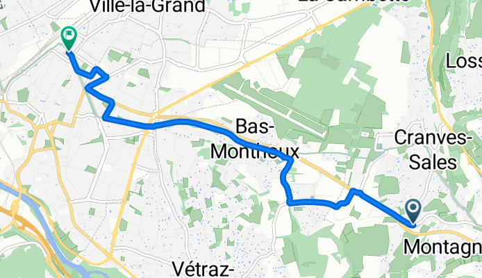 Chemin Lapraz, Cranves-Sales à Esplanade François Mitterrand, Annemasse