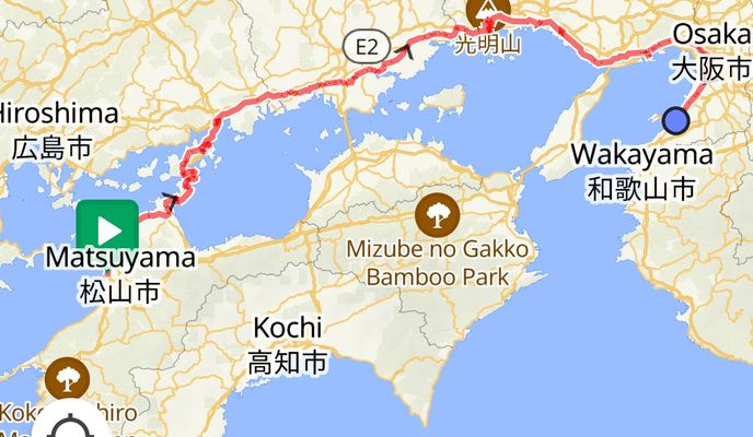 Foto 1 der Bikemap-Route "2025 마쓰야마 to 오사카"