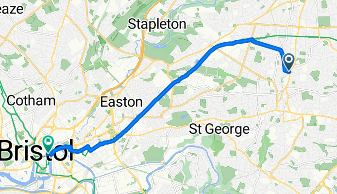 Lansdown Road, Bristol to St Nicholas Street, Bristol