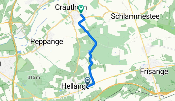 Munnereferstrooss, Helleng nach Rue de la Forêt, Krautem