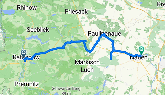 Rathenow nach Am Schlangenhorst, Nauen