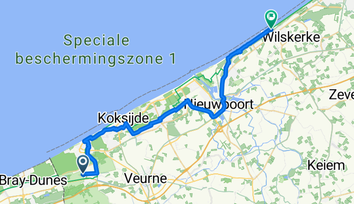 Langgeleedstraat, La Panne à Duinenweg, Middelkerke