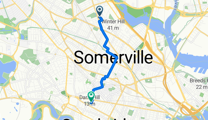 Main St, Medford to Broadway, Cambridge