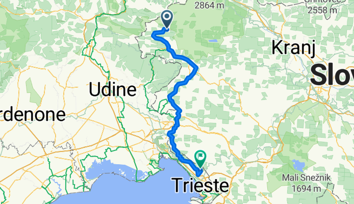 Vodenca, Flitsch nach Strada Nuova per Opicina, Triest