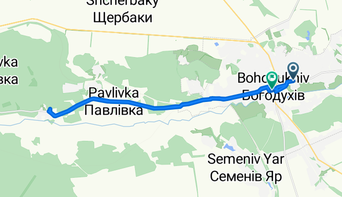 От Центральна вулиця до Богодухов Автовокзал ул. Леонова