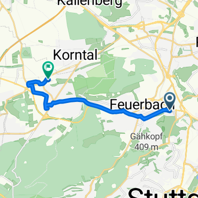 48.811, 9.174 nach 48.821, 9.109