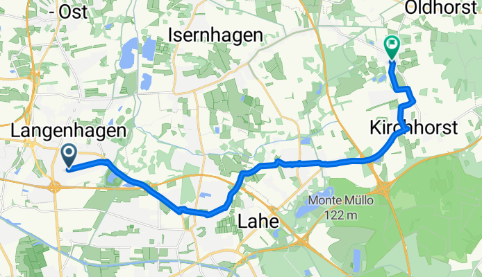 Hindenburgstraße, Langenhagen nach Kurze Straße, Isernhagen