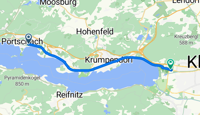 Hauptstraße, Pörtschach am Wörthersee nach Villacher Straße, Klagenfurt am Wörthersee