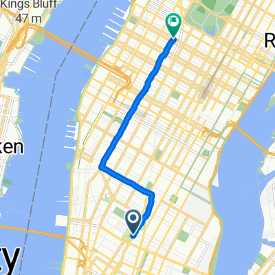 Lafayette St, New York to W 54th St, New York