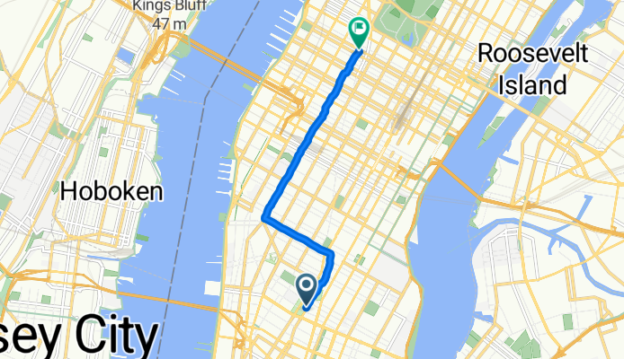 Lafayette St, New York to W 54th St, New York