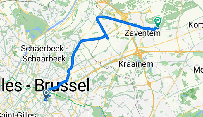 Wiertzstraat, Brussel naar Zeven Tommen, Zaventem