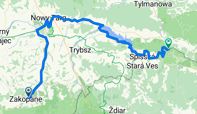 VeloDunajec (z objazdami brakujących odcinków)