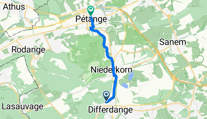 Rue des Jardins, Differdange a Rue de la Chiers, PƩtange