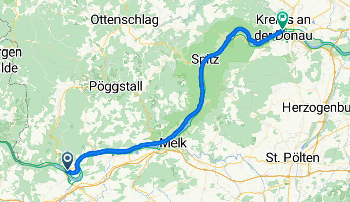 Rollfährestraße, Persenbeug-Gottsdorf nach Obere Landstraße, Krems an der Donau