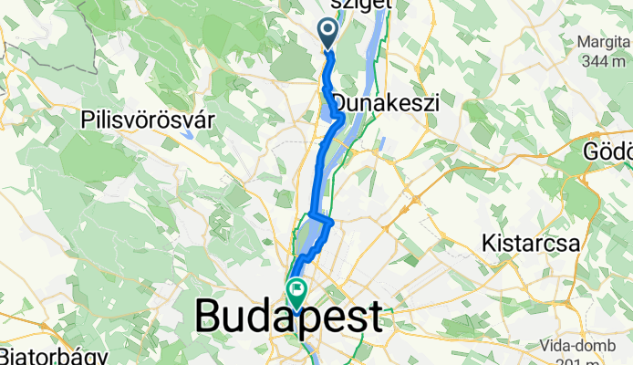 Bükkös part, Szentendre to Arany János utca, Budapest