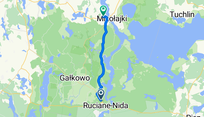 Dworcowa, Ruciane-Nida do Prawdowo, Mikołajki