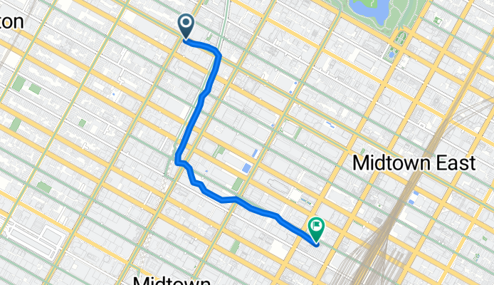 W 54th St, New York to E 47th St, New York