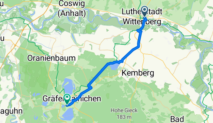 Sternstraße, Lutherstadt Wittenberg nach Taubenweg, Gräfenhainichen