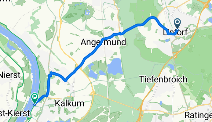 Ratingen Am Löken nach Suitbertus-Stiftsplatz