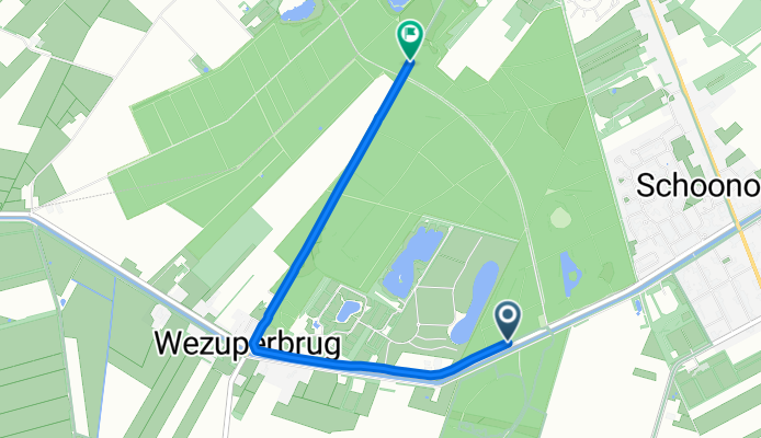 Oranjekanaal Noordzijde, Wezuperbrug nach De Kiel