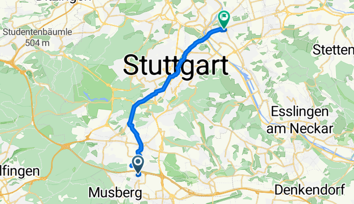 Wilhelm-Frank-Platz, Leinfelden-Echterdingen nach Rippoldsauer Straße, Stuttgart
