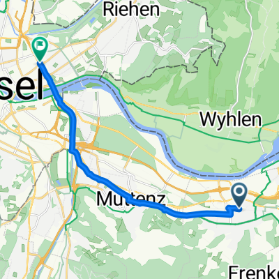 Münchackerstrasse, Pratteln nach Schwarzwaldallee, Basel