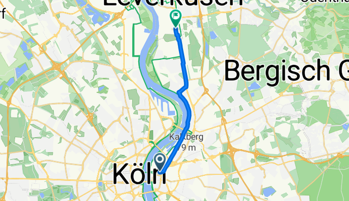 Innenstadt, Köln nach Chempark, Leverkusen