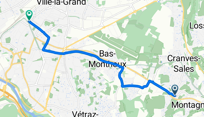 Chemin Lapraz, Cranves-Sales à Esplanade François Mitterrand, Annemasse