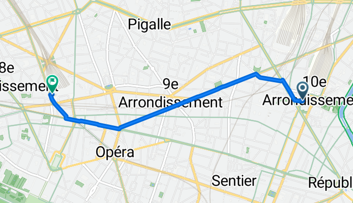 Rue du 8 Mai 1945, Paris nach Rue d'Amsterdam, Paris
